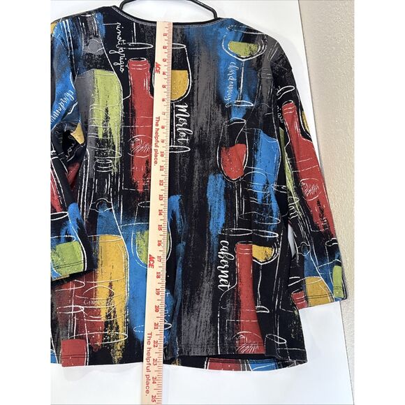 Jess & Jane Top Size  XL Red Wine Medley Sparkle Cotton T Shirt Merlot Cabernat - Picture 7 of 13